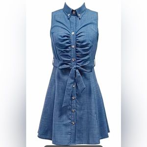 Button front sleeveless dress casual mini dress, Size: 8/10 (L)